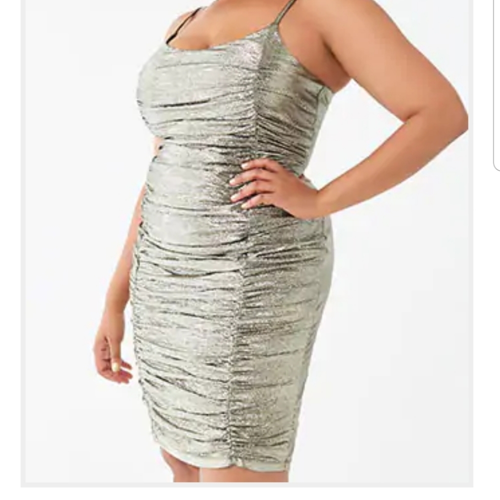 Metallic ruched bodycon dress